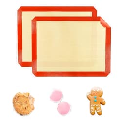 Miaowoof 2-Pack Silicone Non-Stick Food Safe Baking Mat Set with Cookie Bags, 15.7x11.8