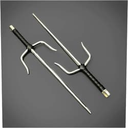 Inspirit Art Tiger Claw Octagon Twin Sai: 19-Inch Stainless Steel Ninja Swords for Martial Arts Enthusiasts - The Ultimate Gift for Sword Enthusiasts, Black, Silver, HNDMRT6521012547658