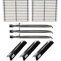 Quickflame Master Cook 3 Burner Grill Repair Kit - Set of Two Porcelain Coated Cooking Grid,Three Porcelain Steel Replacement Heat Plates & 3 Stainless Steel Burners for Master Cook 3 Burner Grill Model