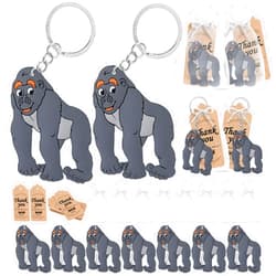 CiciBear 60 Pack Gorilla Party Decorations for Guests, 20 Keychains, 20 Tags and 20 Gift Bags for Jungle Safari Animal Themed Party, Baby Shower, School Party, Zoo Kids Birthday