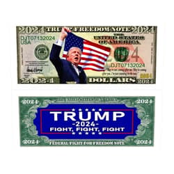 American Art Classics Donald Trump 2024 Fight For Freedom Presidential Novelty Dollar Money Bill. Limited Edition Novelty Dollar Bill - Pack of 50 - Full Color Front & Back Printing with Great Detail.
