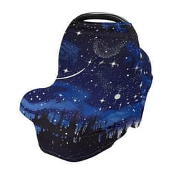Kigai Stars and Moon Baby Car Seat Cover Soft Breathable Nursing Cover for Breastfeeding Multi-Use Stretchy Infant Car Seat Canopy Stroller Cover for Newborn Boy Girl
