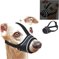 LogFaadCoi New Dog Muzzle, Breathable Drinkable Mesh Muzzle for Dogs,Anti Biting Barking Chewing,Grooming Muzzle for Dog with Anti-Drop Adjustable Anti-Drop &Shiny Reflective Strap in Night (Black, M)