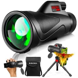 Wingspan 12x60 Monocular Telescope High Powered with Smartphone Adapter Tripod & Portable Bag, Larger Vision Monoculars for Adults with BAK4 Prism & FMC Lens, Suitable for Bird Watching Hiking Travel Black