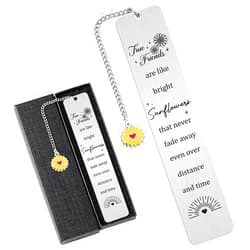 Zaamwoyy Friendship Gifts for Women, Sunflower Gifts for Best Friend, Mental Bookmark Gifts, Long Distance Best Friend Gifts, Christmas Birthday Gifts for Him Her, Friendship Bookmark for Book Lover