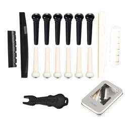 Jinlop 12pcs Guitar Bridge Pins Pegs and 2 Set Saddle Nut with 1pc Bridge Pin Puller Remover for Acoustic,Christmas Birthday Gift for Guitar Player and Music Lover