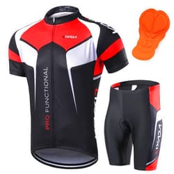 LIXADA Men's Cycling Jersey Short Sleeve with Padded Shorts Quick-Dry Summer Short Bike Clothing Bicycle Shirts Pants Set