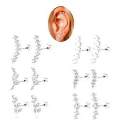 FINZOR 12PCS Cartilage Earrings Helix Piercing Jewelry for Women Gold Silver Hypoallergenic Surgical Steel Flat Back Opal CZ Dainty Tragus Conch Piercing Jewelry Set