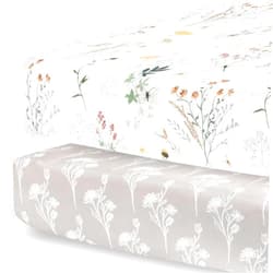 Pobibaby - 2 Pack Premium Fitted Baby Girl Crib Sheets for Standard Mattress - Ultra-Soft Jersey Knit, Safe and Snug, and Stylish Floral Crib Sheet (Wildflower)