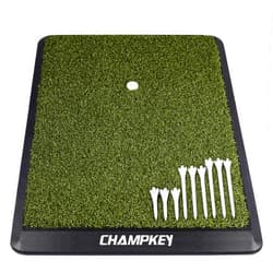 CHAMPKEY Premium Synthetic Turf Golf Hitting Mat | Heavy Duty Rubber Base Golf Practice Mat | Come with 1 Rubber Tee and 9 Plastic Tees
