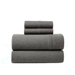 BED INC Road Trip America Jersey Knit Sheet Set - 4 Pieces Queen Cotton Sheets Set - Soft Cozy Stretchy Knit Bed Linen (Dark Grey, Queen)