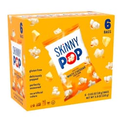 SkinnyPop Popcorn, Dairy Free White Cheddar, Gluten Free, Non-GMO, Healthy Snacks, 0.65oz Individual Size Bags (6 Count)