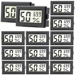 RAIBEATTY Mini Digital Thermometer Hygrometer,12 Pack Mini Hygrometer Thermometer,Temperature Humidity Gauge Meter,Hygrometer Indoor Humidity Monitor with Fahrenheit (℉) for Humidors Greenhouse Garden