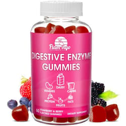 Flamingo Supplements Digestive Enzymes Chewable Gummies: Helps Food Intolerance, Debloat, and to Digest Dairy, Carbs, Veggies, Protein, Fruit -Amylase Protease Lipase Lactase- Naturally Flavored Vegan Gummies. 60 Count