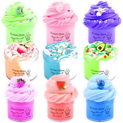 Aeyiakov 9 Pack Slime Kit, with 6 Butter Slime and 3 Cloud Slime, Soft and Non-Sticky, DIY Surprise Toy, Party Favor for Girls and Boys, Birthday Gift, Stress Relief Toy