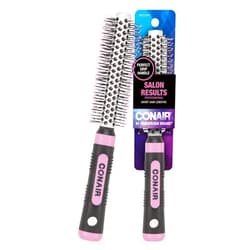Conair Salon Results Metal Round Hairbrush - Hair brush for blow out - blowdryer brush - features metal barrel with nylon bristles - Adds body and fullness - suitable on all lengths - Pink/Black