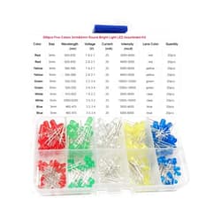 Chiloskit 200pcs 3mm and 5mm 5 Color LED Lights Emitting Diodes Assortment Set Kit for DIY, Arduino Project White Red Blue Green Yellow
