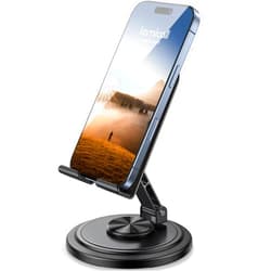 Lamicall Adjustable Phone Stand for Desk - 360 Rotating Foldable Cell Phone Holder Desktop Portable Cellphone Stand, Office Desk Accessories for iPhone 16 15 14 13 Pro Max, 4-10” Smartphones, iPad