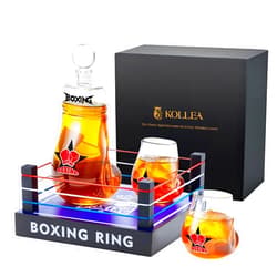 Kollea Gifts for Men Dad, Kollea Boxing Whiskey Decanter Set, 31 Oz Decanter with 2 Boxing Glove Glasses, Cool Anniversary Birthday Gifts for Men, Brother, Him, Guys, Whiskey Lovers & Boxing Fans - Black