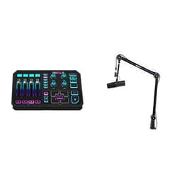 TC-Helicon GoXLR Revolutionary Online Broadcaster Platform with 4-Channel Mixer & Shure by Gator Deluxe Articulating Desktop Podcasting Mic Boom Arm with Cable Management Channel; (SH-BROADCAST1)