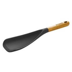 STAUB Multifunction Spatula Spoon, Great for Both Cooking and Serving Durable BPA-Free Matte Black Silicone, Acacia Wood Handles, Safe for Nonstick Cooking Surfaces