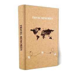 Holoary Photo Album 4x6 300 Photos 3 Pictures Per Page, 300 Pockets 4x6 Inches with Writing Space, Kraft Paper Cover Travel Design World Map Adventure Vacation Travel Photo Album
