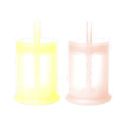 Olababy Silicone Training Cup with Straw Lid Bundle Coral + Lemon
