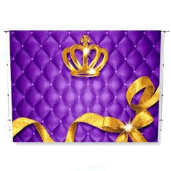 KUKUSOUL 8x6ft Crown Backdrop Purple Birthday Background Gold Crown Party Background Baby Shower Photography Background Cake Table Decor Photo Booth Props KUBYC815