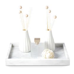 QiYueZaiYe Natural Marble Tray for Bathroom, 12