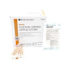 Henry Schein Cotton Tipped Applicators, 3 inches, Non-Sterile, Wood Handle, Single Use, 1000/Box