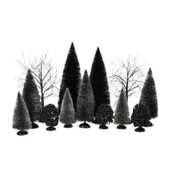 Department 56 Village Collection Accessories Halloween Dark Forest Landscape Bushes and Trees Figurine Set, Sizes Vary, Black