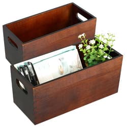 AIBLOM Wood Open Storage Boxes Mail Organizer Bins Letter Holder Box Rustic Wooden Boxes for Storage Nesting Storage Box Set 2