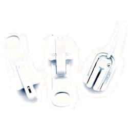 Zipperstop Zipper Repair Kit - #5 YKK Vislon Reversible Fancy Sliders - Choose Your Color - (3 Sliders Per Pack & 6 Top Stops) Made in The United States (White)