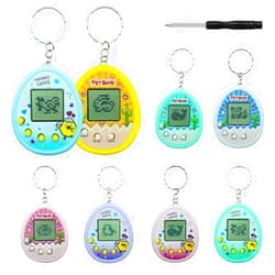 Game Console LaoShan 8 Pieces Virtual Pets Keychain for Kids 168 Pets Retro Handheld Game Machine Bulk Electronic Digital Pets Keychain Nostalgic 90s Toy with Key Chain Christmas Stocking Stuffers(Stylish)