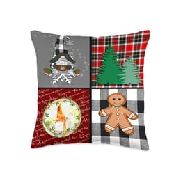 Cute'NSassy Custom Designs Quilter Design Gingerbread Christmas Throw Pillow, 16x16, Multicolor