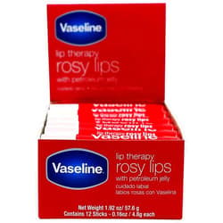 Vaseline Lip Rosy, Fast-Acting Nourishment, Ideal for Chapped, Dry, Cracked, or Damaged Lips, Lip Balm,12 Sticks, 1 Box
