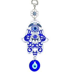 Betterdecor Blue Evil Eye Unique Hollow Design Hamsa Hand Wall Hanging Ornament (with a Betterdecor Pouch)-023