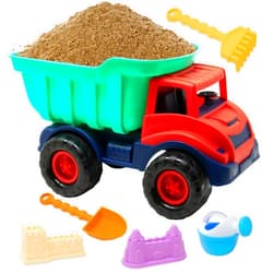 Kiddie Play Beach Toys Sand Toys for Kids, Beach Dump Truck Set Includes Sand Castle Molds, Shovel, Rake, Watering Can
