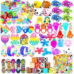 Mivanlin 106 Party Favors for Kids 4-8-12, Pop Fidget Toys, Treasure Box Toys for Classroom, Pinata Filler, Goodie Bag Stuffers, Prize Box Toys, Treasure Chest, Classroom Prizes