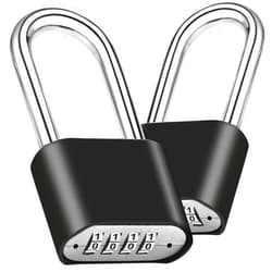 Faburo 2pcs Combination Lock, 4-Digit Heavy Duty Combo Lock, Combination Padlock Outdoor Waterproof Gate Locks for Outdoor Fence, Locker, Sheds, Gym, Gate Hasps(Black)