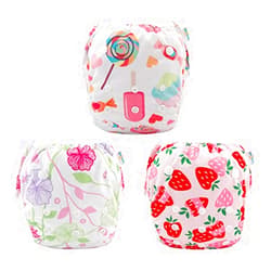 Babygoal Baby & Toddler Girl and Boy Swim Diapers, Reusable Adjustable Washable One Size Fits 6M-3T Gifts and Swimming Lessons 3 Pack 3ZSD04