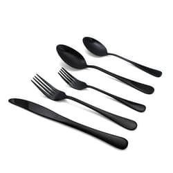Elyon Tableware Elyon Luly 20-piece Matte Black Flatware Set, Stainless Steel Silverware Set, Matte Finish Cutlery Set, Reusable Dishwasher Safe, Service For 4