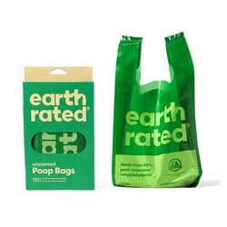 Earth Rated Dog Poop Bags with Handles, Easy Tie and Guaranteed Leakproof, Unscented, 120 Handle Bags