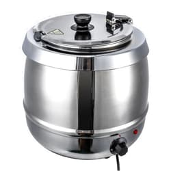 GARVEE 10.5Qts Commercial Grade Soup Kettle with Hinged Lid and Detachable Stainless Steel Pot Sliver Soup Kettle Warmer Temperature Control Knob for Big Family Gathering and Restaurant