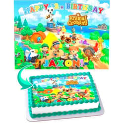 Cakecery Animal Crossing New Horizons 2 Edible Cake Image Topper Personalized Birthday Cake Banner 1/4 Sheet