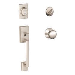 SCHLAGE F60 CEN 619 Century Single Cylinder Handleset and Plymouth Knob, Satin Nickel