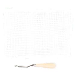 PerGar Knitting Mesh Cloth, Crocheting Carpet Rug Knitting Mesh Cloth, Cushion Carpet Mat Mesh Cloth Accessory Tools for DIY Hand Made, Household (Mesh Cloth 50cm + Wooden Handle