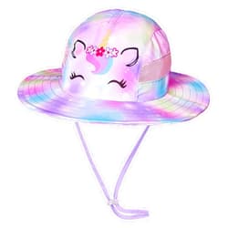 ICOSY Kids Sun Hat for Toddler Girls Unicorn Bucket Hats UV Protection Summer Hat for Kids Wide Brim Fishing Hat 2-8 Years