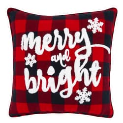 Fennco Styles Holiday Buffalo Plaid Merry and Bright Decorative Throw Pillow 16