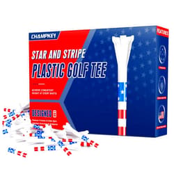 CHAMPKEY 5 Prongs Plastic Golf Tees 100 Pack - Star and Stripe Marking System Golf Plastic Tees - Lower Friction and Longer Distance Golf Tees